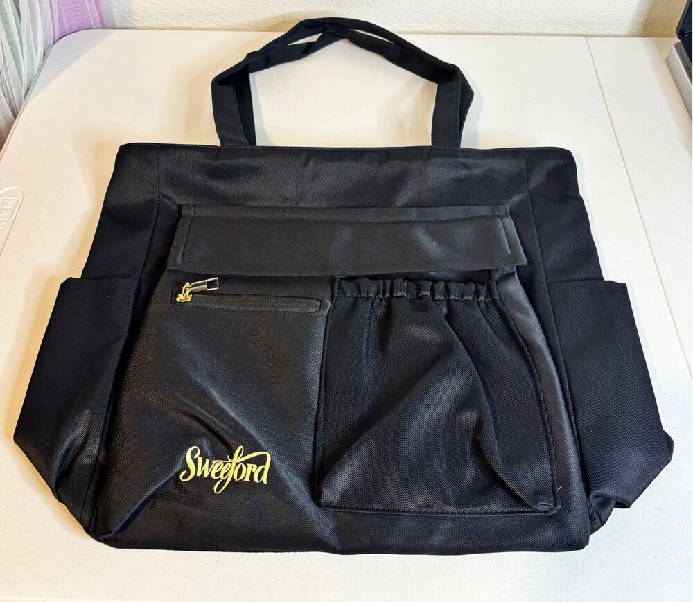 Sweeford NEW Black Everyday Multi-Pocket Casual Water-Resistant Purse Tote Bag